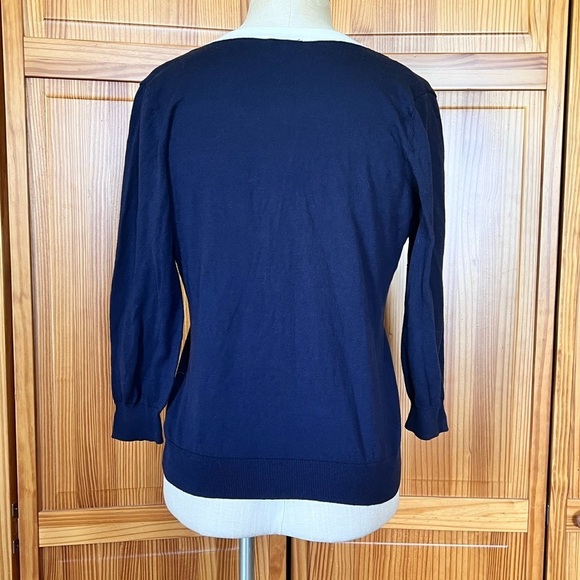 The Limited Large Navy Blue Button Front Cardigan Vneck Nautical Preppy Office - Picture 3 of 7